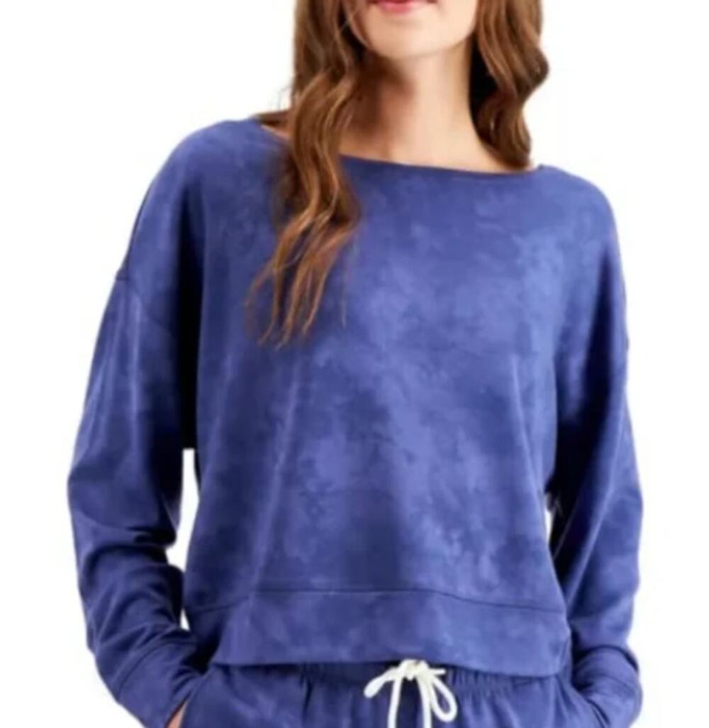 JENNI WOMENS LARGE CASUAL LOUNGE SWEATSHIRT 'SAILORS DELIGHT' TIE-DYE BLUE NEW!